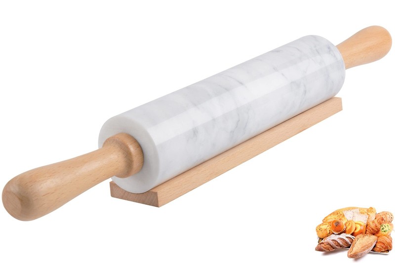 Premium Marble Rolling Pin Set with Wooden Cradle - 18.5" Non-Stick Baking Tool gallery