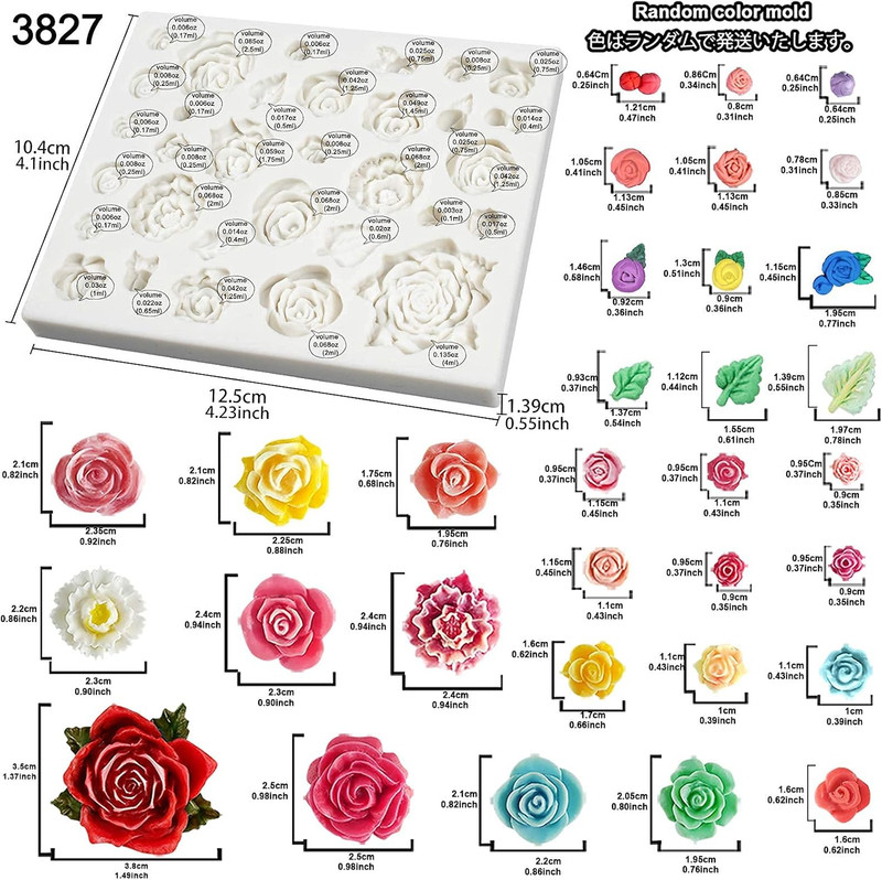 Funshowcase 32 Cavity Roses Flower Fondant Candy Silicone Mold for Sugarcraft Ca gallery