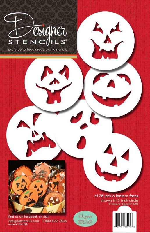 Pumpkin Halloween Faces Cake Stencils Beige Semi Transparent Decor Tool