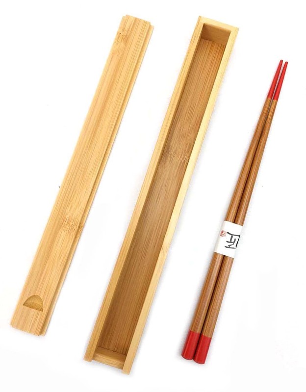 2-Pack Bamboo Portable Chopsticks with Case, Reusable Travel Chopsticks, Red ... gallery