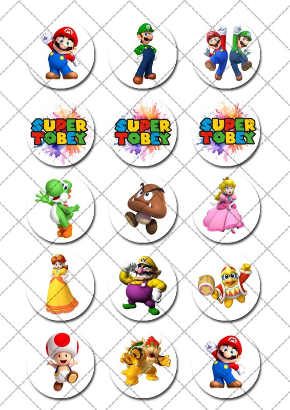 Mario Kart Bros Luigi Pre-cut Edible Cupcake or Cookie Toppers gallery