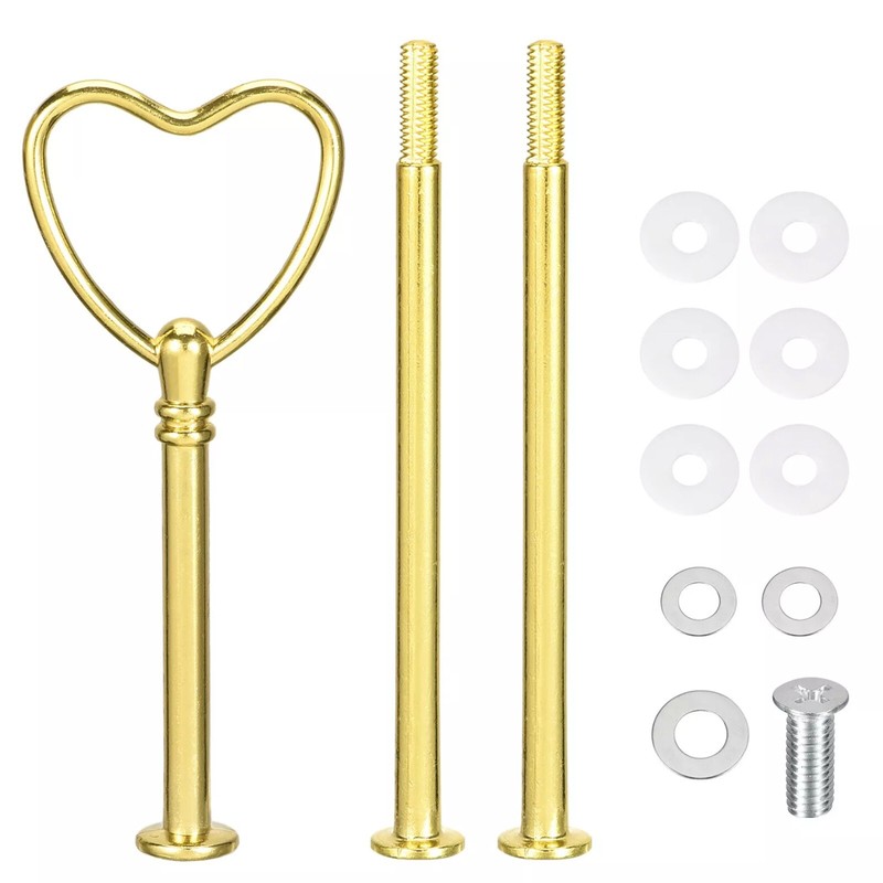 Cake Stand Hardware Cupcake Dessert Appetizer Plate Fitting 3 Tier HEART Gold
