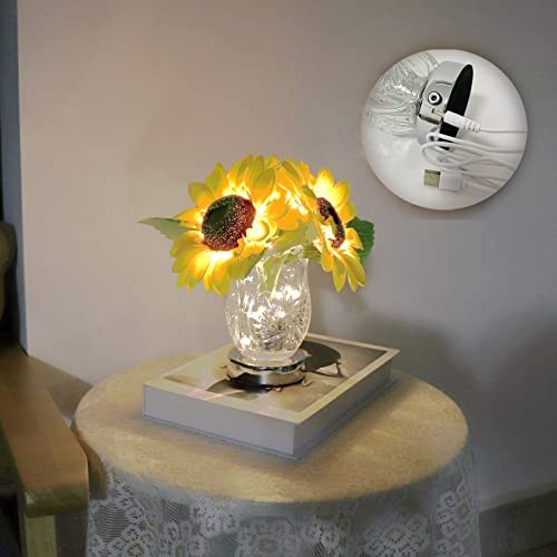 Sunflower Crystal Lamp, Sunflower Gifts for Women, Artificial Flowers Table gallery