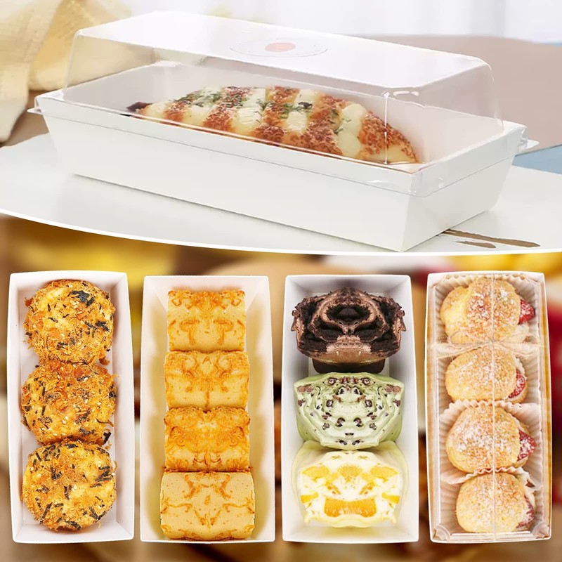 50 Pack Charcuterie Boxes with Clear Lids,4.7 Inch Small White Rectangular Di... gallery