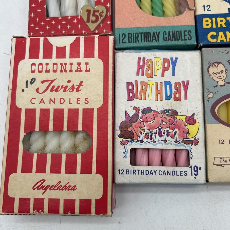 Lot Of 8 Vintage Birthday Candles In Boxes MCM Kitchen Cake Candles gallery