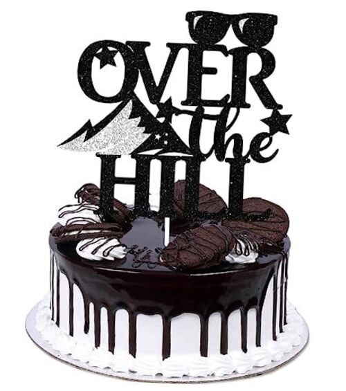 Over The Hill Happy Birthday Cake Topper – Happy Retirement Old Age Party