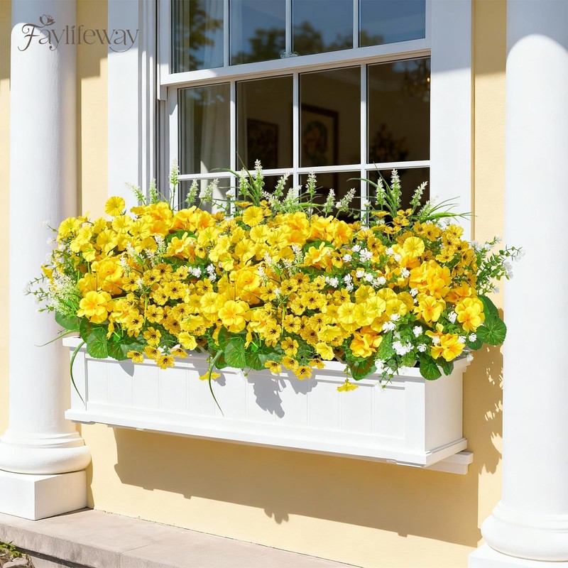 Faylifeway 16 Bundles Artificial Flowers For Outdoors Uv Resistant Silk Faux gallery