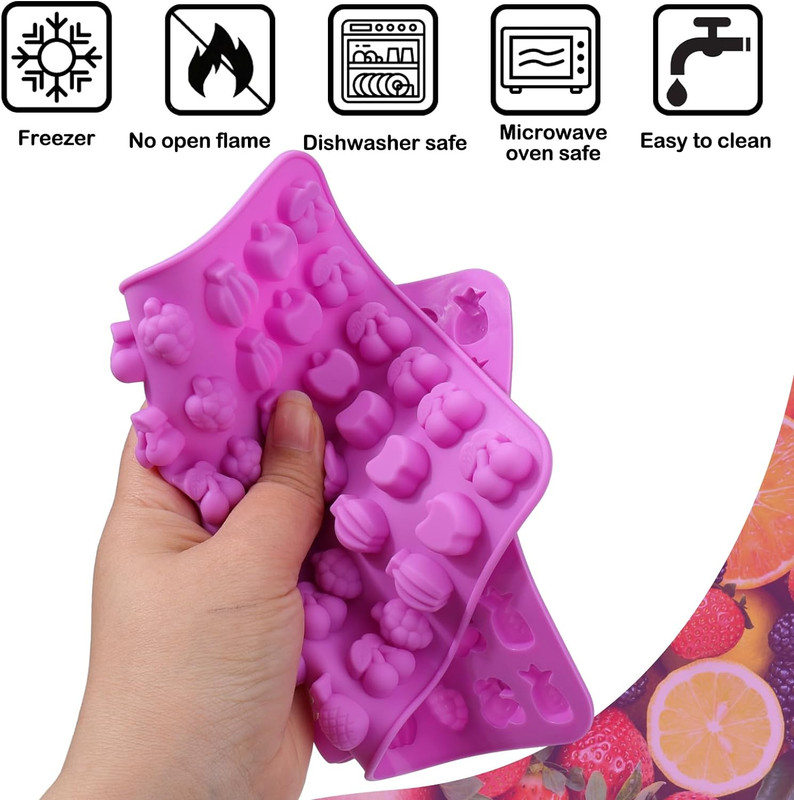 Palksky 4PCS Fruit Snack Molds Silicone, Gummy Molds Trays with Dropper for Cand gallery