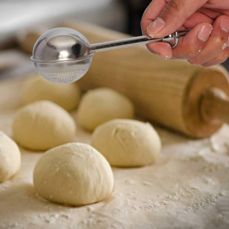 HULISEN Flour Duster for Baking, One-Handed Operation, 304 1 Pack, Silver gallery