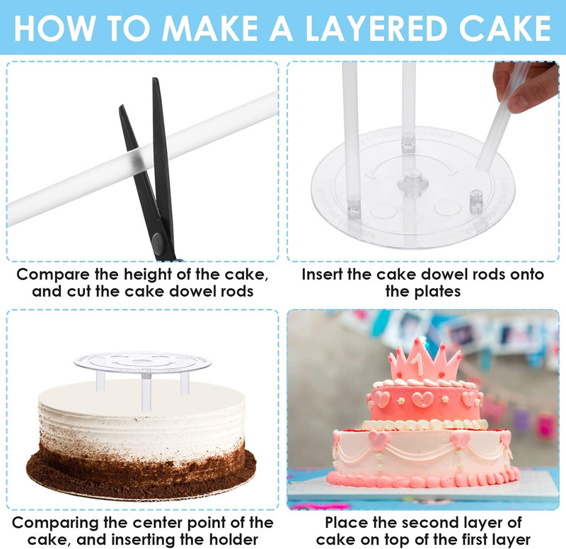 18 Pieces Cake Dowel Rods Set, 15 Pcs Cake Dowels Rods with 3 Pcs Cake Boards (6 gallery