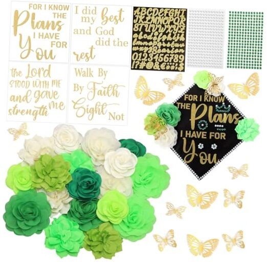 Feifeiya Pcs DIY Graduation Cap Decorations Accessory Kit Include Cute 39 Green