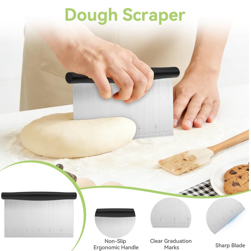 Biscuit Cutter Set, Stainless Steel Round Cookie Cutter with Bench Scraper & ... gallery