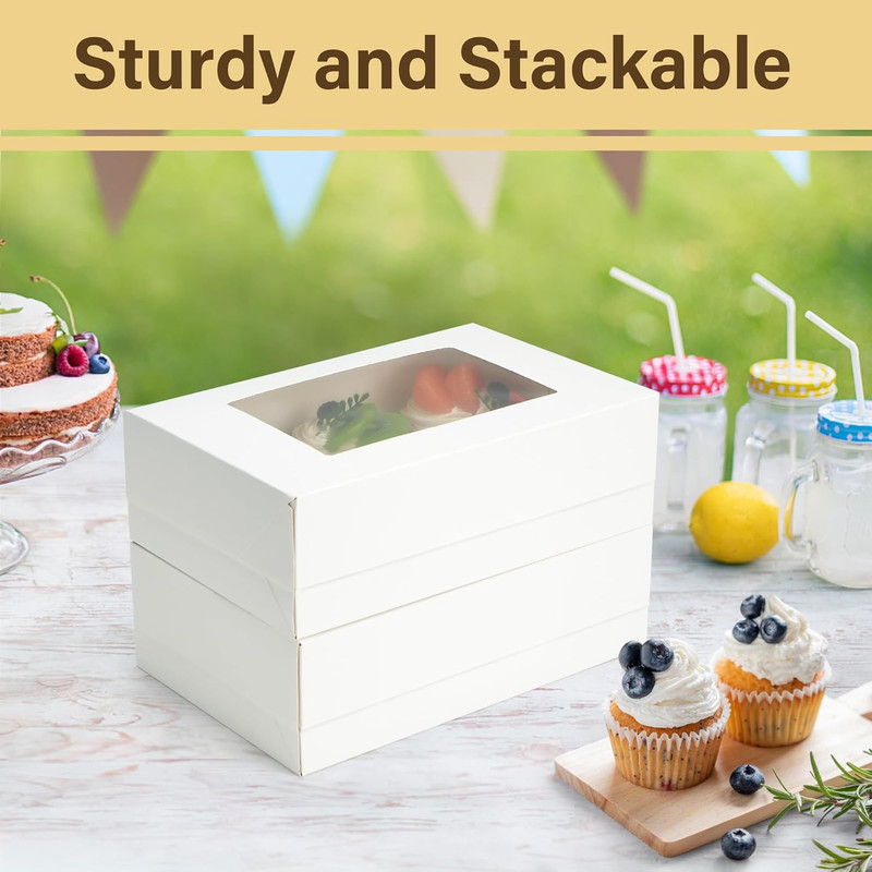 12 Pack Cupcake Boxes 6 Count, Pre-Folded Cupcake Carrier with Window Holding 72 gallery