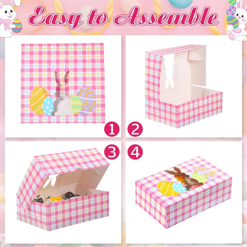 36 Pcs Easter Cookie Boxes Treat Boxes with Shape Window Bunny Egg Flower Cup... gallery