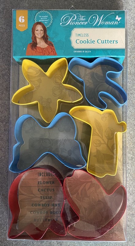 6 Pioneer Woman Timeless Cookie Cutters Metal Cowboy Hat & Boot Flower Cactus