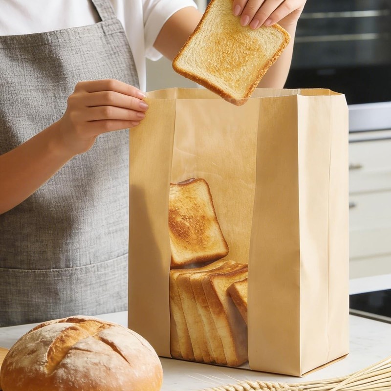 15.7x10.2x5.1in Extra Large Paper Bread Bags for Homemade Bread with Window&S... gallery