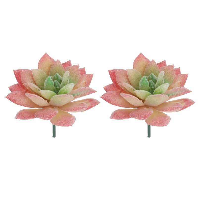 2Pcs Artificial Succulent Plants Faux Artificial Flocking Lotus Pink