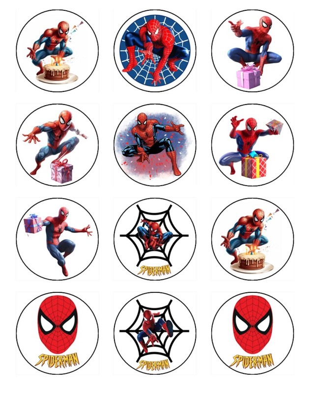 Spiderman Edible Wafer Cupcake Toppers - Custom Age Birthday Superhero Decor gallery