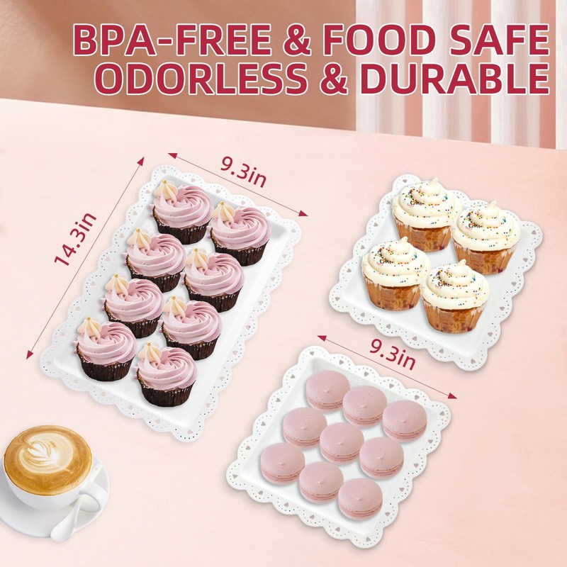 13PCS Cupcake Stand Set, 2-Tier Round & 3-Tier Square Trays, 4 Small Square +... gallery