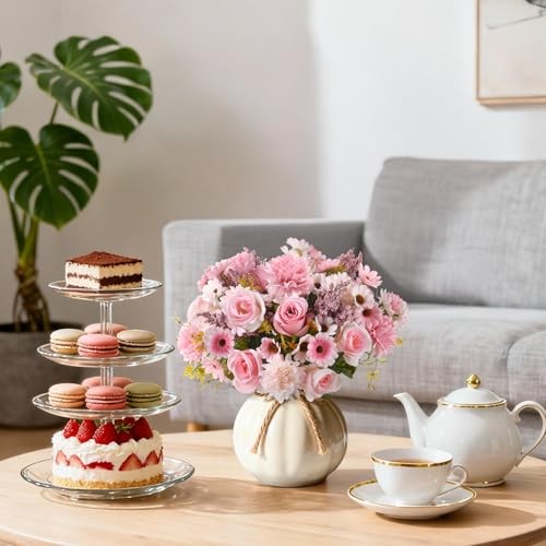Artificial Fake Flowers for Spring Decoration, 4 Pcs Faux Silk Flower Pink gallery