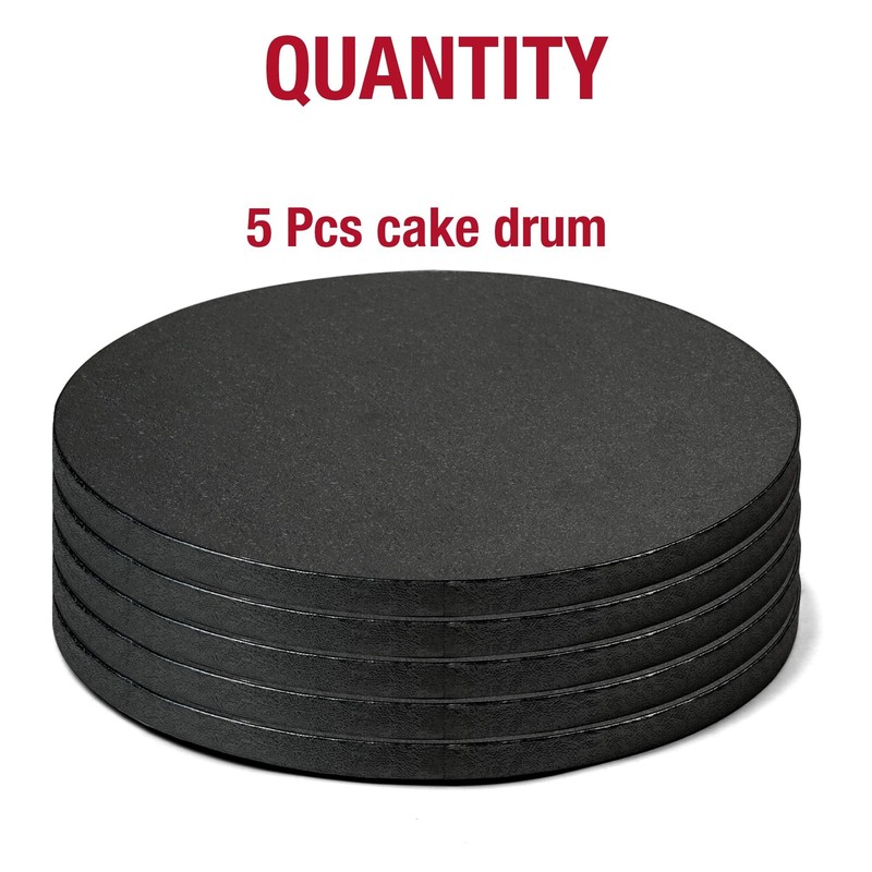 5Pcs 12 Inch Black Round Cake Boards, 1/2inch Thick Sturdy Cake Drums with Sm... gallery