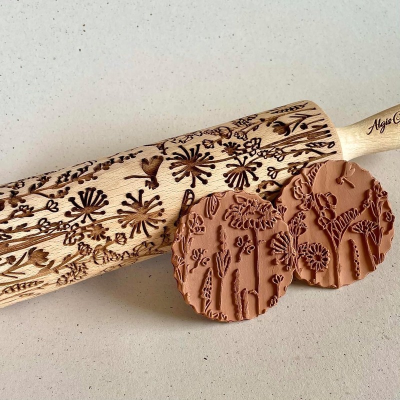Handcrafted Beech Wood Embossing Rolling Pin - Perfect for Arts & Crafts gallery