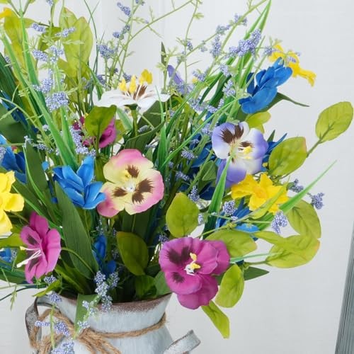 3 Bundles Artificial Wildflowers Fake Silk Mixed Pansies 20" Vibrant Style 1 gallery
