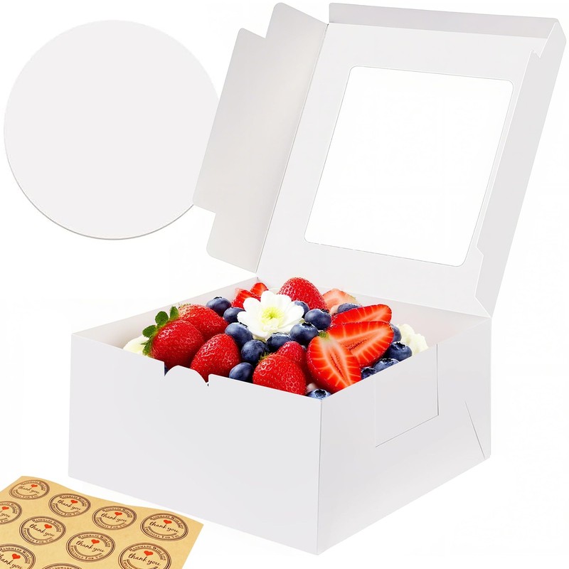 8x8x4 Inch Cake With Cake Boards, White, 12 Pack