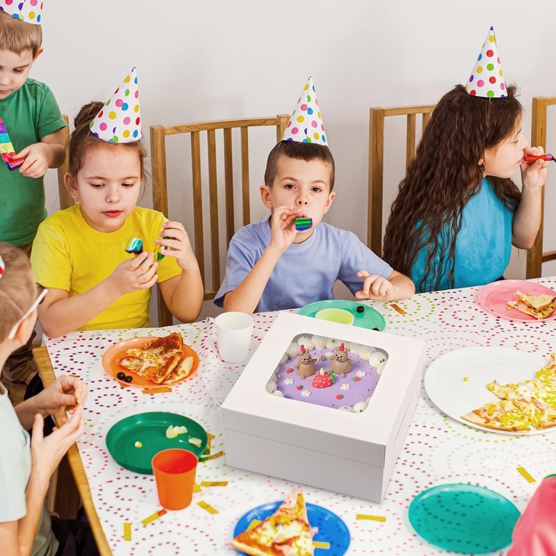 Cake Boxes 12x12x6 Inches White Recyclable Cardboard with Window Pack of 10 gallery