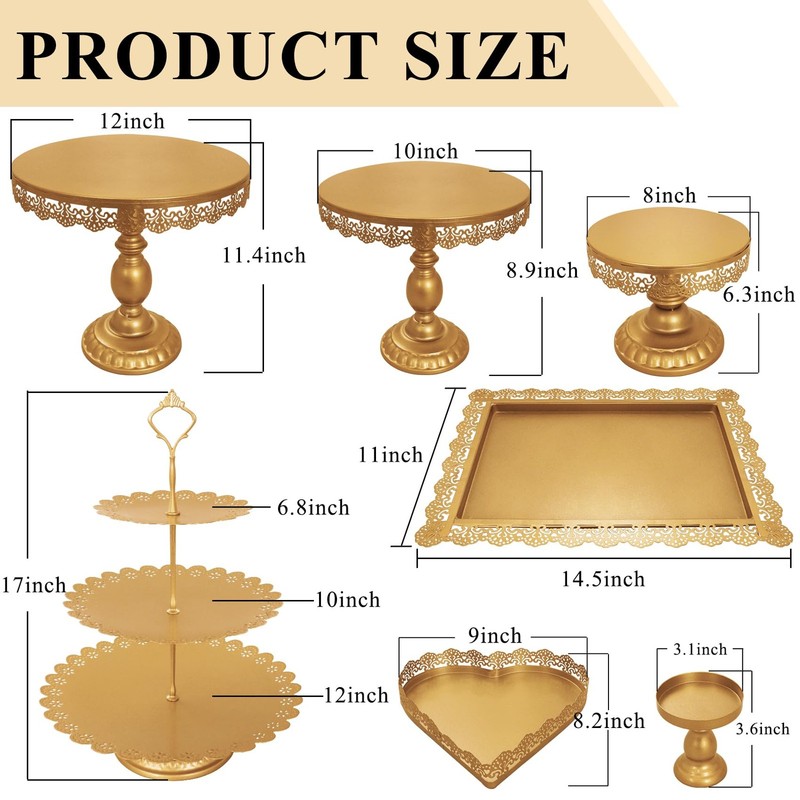 Set of 9 Cake Stands Metal Cupcake Stand Set Multiple Styles Candy Fruit Disp... gallery