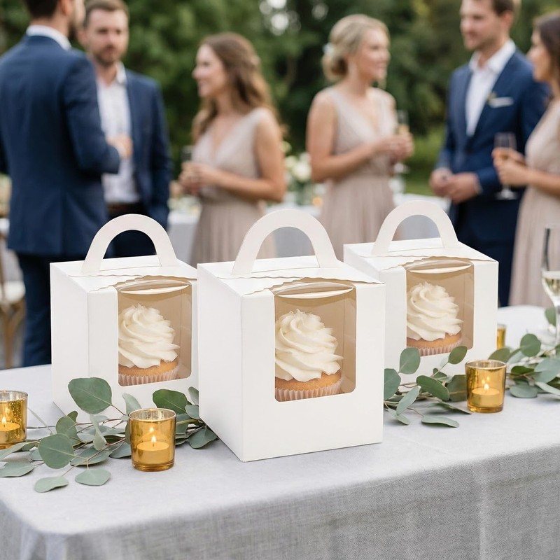 Jucoan 100 Pack White Single Cupcake Boxes, Kraft Paper Individual Cupcake Co... gallery