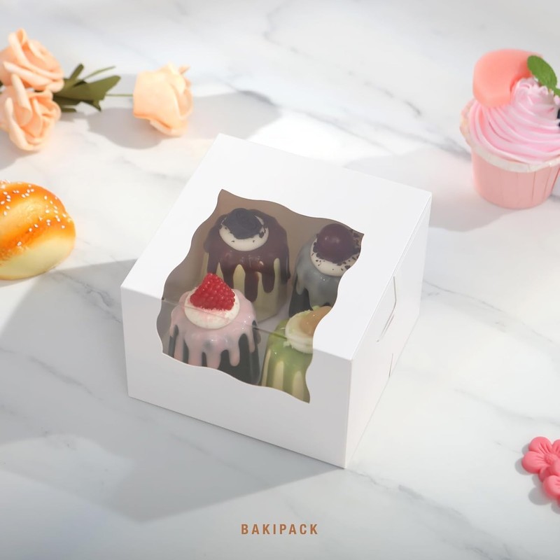 25 Roll Cake Boxes White Bakery Boxes with Window 5x5x3.5 inches Cookies Boxe… gallery