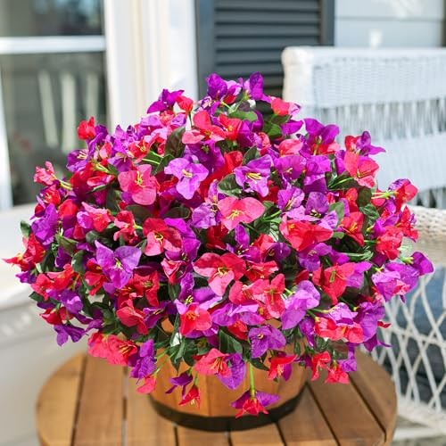 Artificial Flowers for Outdoors Fake Bougainvillea Spring Purple+hotpink gallery