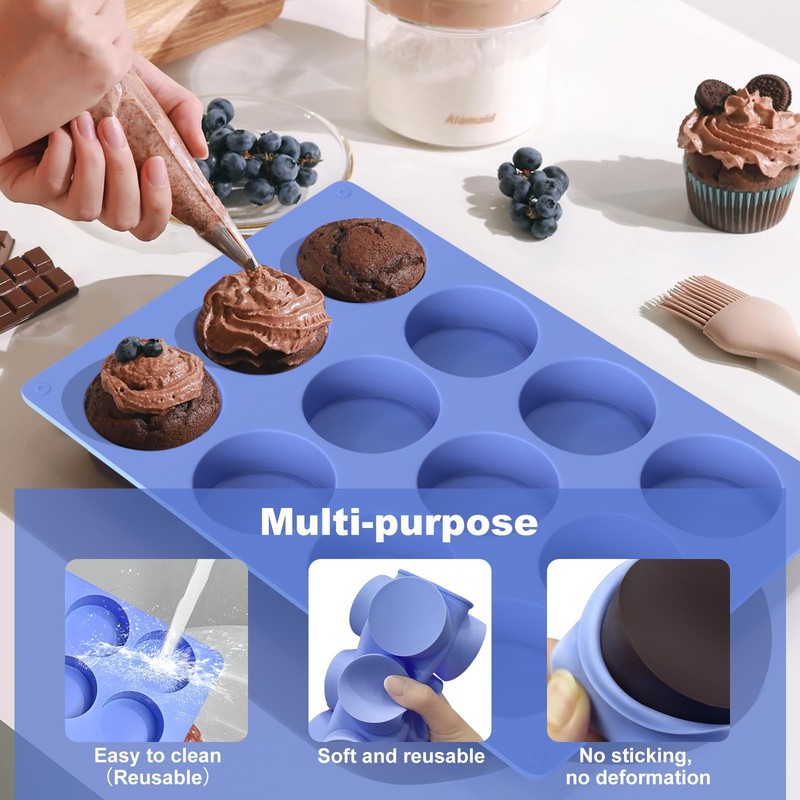 2Pack 12-Cavity Silicone Oreo Round Molds Cylinder Candy Chocolate Pudding Molds gallery