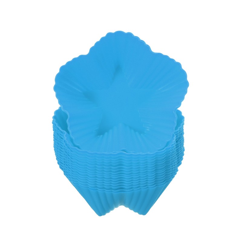 18pcs Reusable Muffins Cups Silicone Cupcake Liners Baking Cup Blue Stars