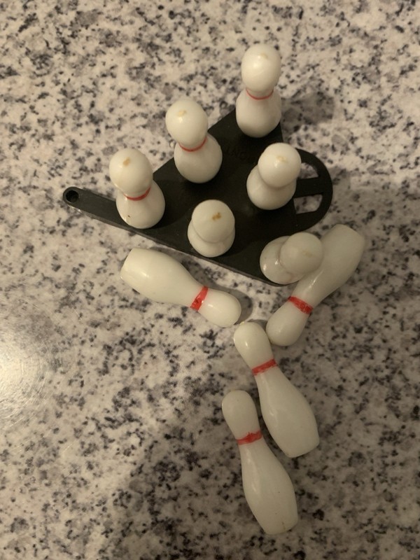 Vintage Wilton Bowling Cake Topper 4 1/2” With 10 Pins And Pin Rack gallery