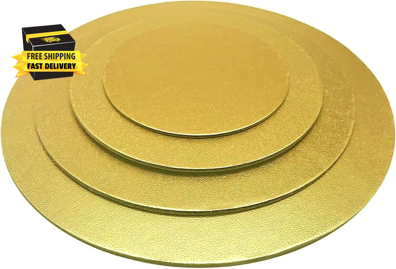 4 Pack Cake Boards 6, 8, 10, 12 Inch Cake Base Cardboard Sliver Foil round Cake