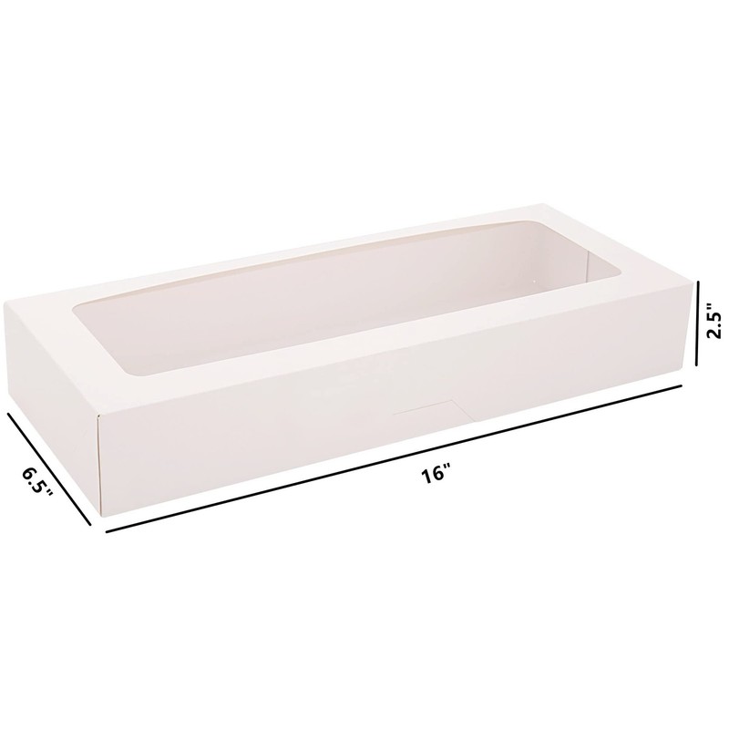20-Pack 16" x 6.5" x 2.5" Cookie Boxes with Window, White Bakery Boxes, Straw... gallery