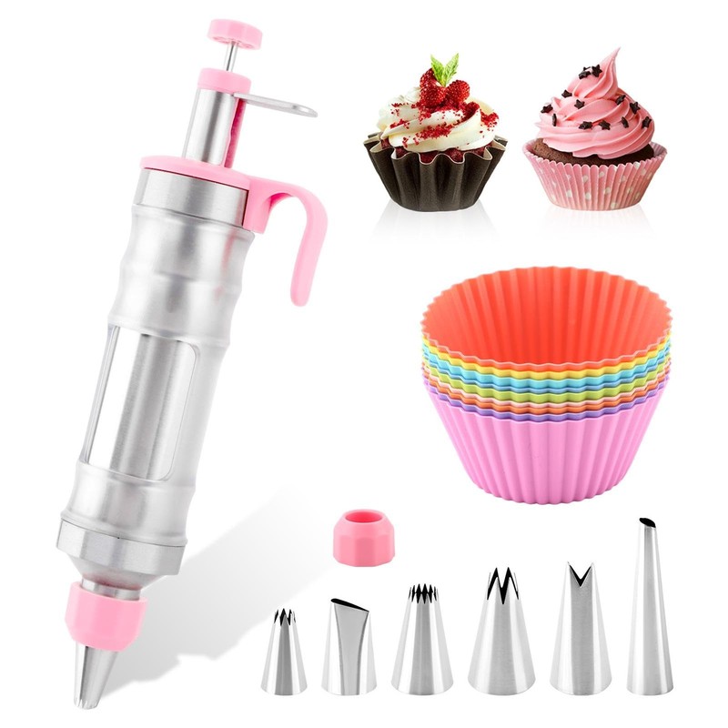 Dessert Decorating Sy-ringe SetStainless Steels Cake Decorating Gun Kit with …
