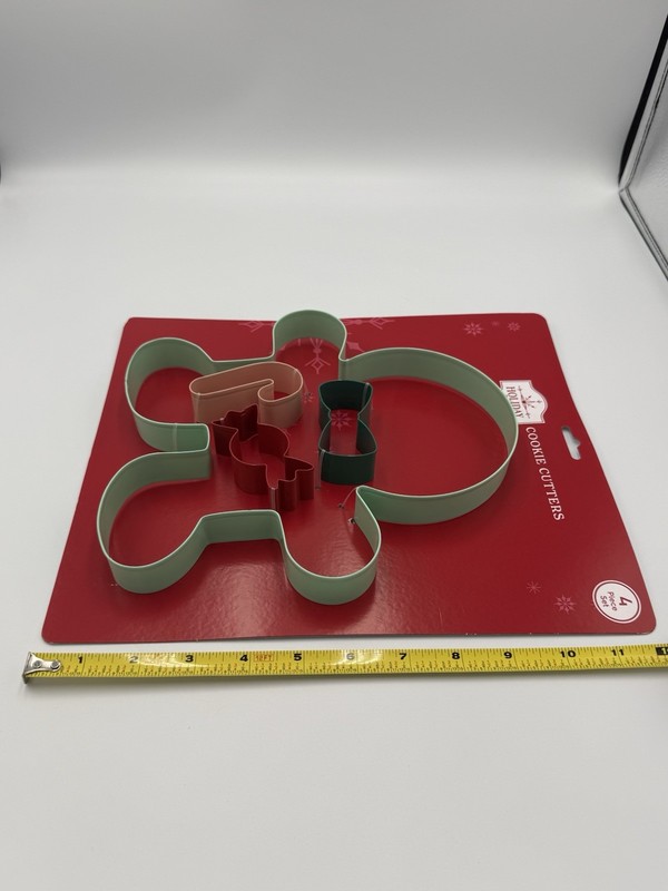 Xmas Cookie Cutter Set 4 Jumbo XL Gingerbread Candy Cane Bow Crafts Clay NIB NEW gallery