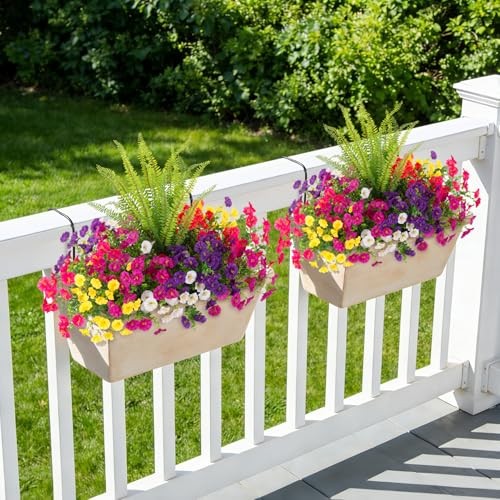 Artificial Flowers Fake Plants for Outdoors Decoration, 12 Bundles Mixed Color gallery