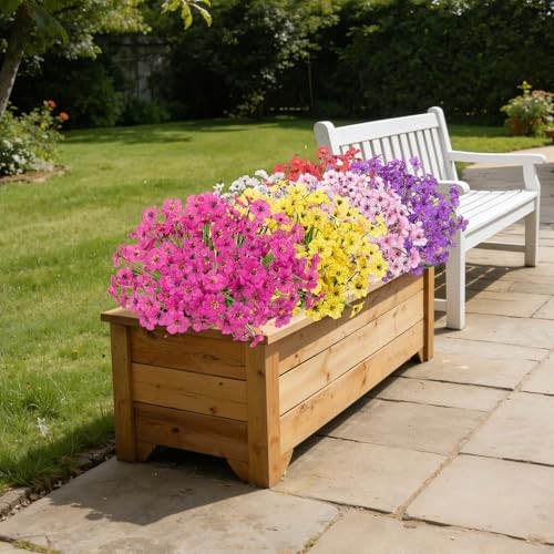 24 Bundles Artificial Flowers for Outdoors UV Resistant Silk Fake Multi Color gallery