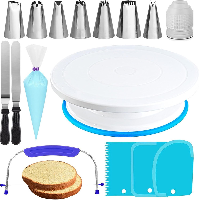 35Pcs Cake Turntable and Leveler-Rotating Cake Stand with Non Slip Pad-7 Icing T gallery