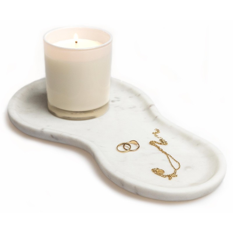 Large Curved Edge Marble Tray 14″ x 7.8″ – Natural x x 1″, White