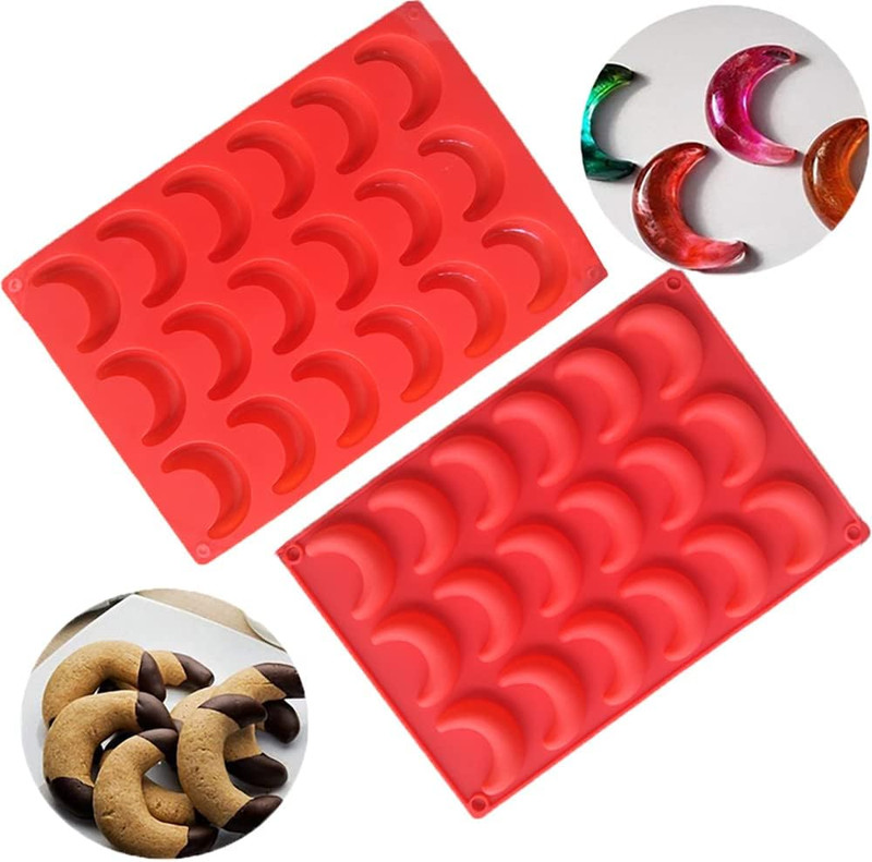2 PCS Moon Ice Cube Tray Silicone Crescent Molds for Fondant Candy Making Mold D