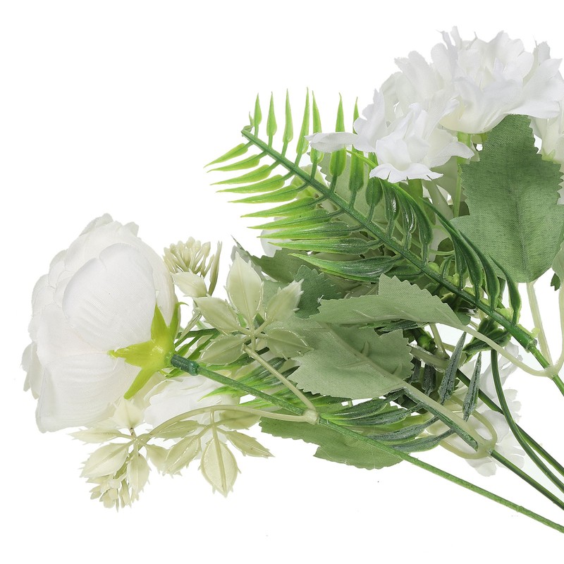 2Pcs 5 Branch Artificial Silk Peony Hydrangea Fake Flowers with Stem White gallery