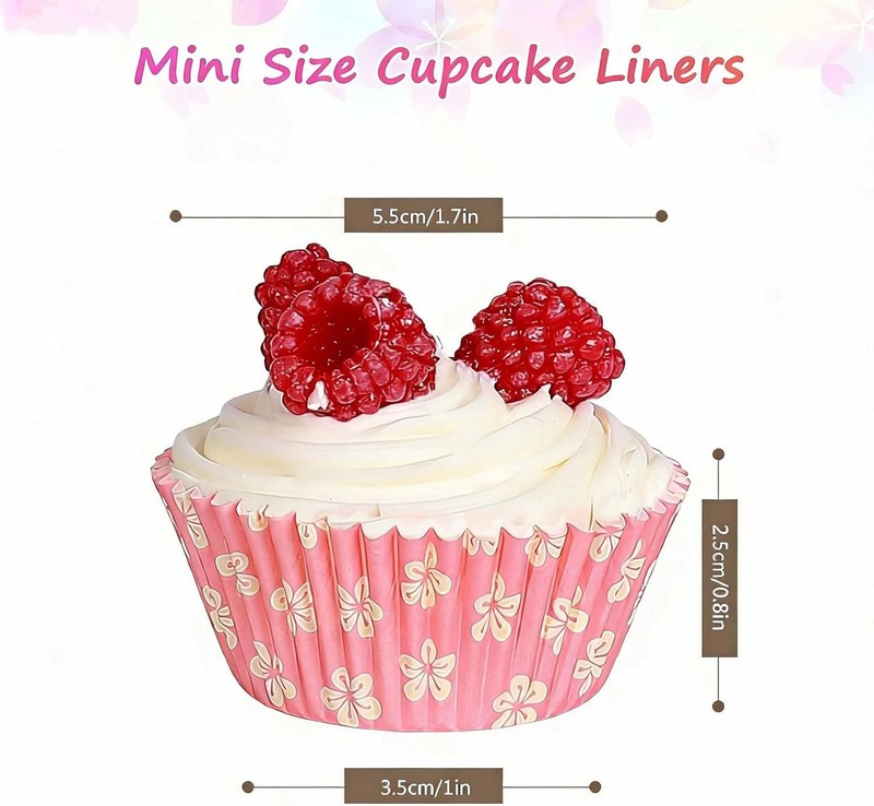 Pink Floral Mini Cupcake Liners 400 Count Colorful Paper Baking Cups Food gallery