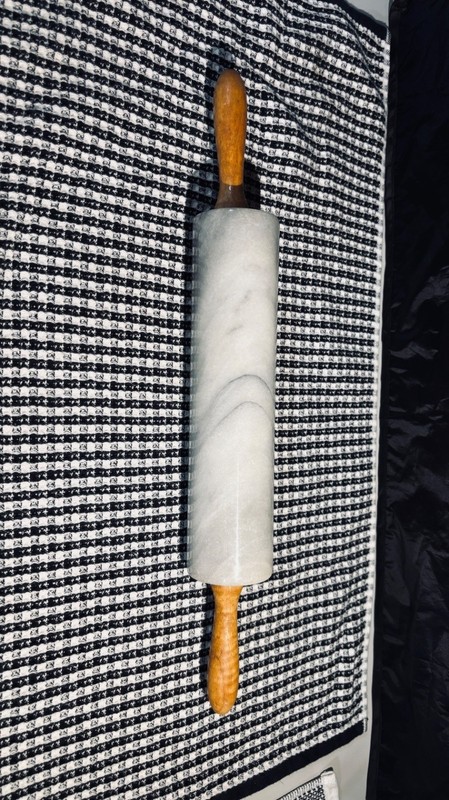 Marble Rolling Pin Wood Handles Marble Barrel Heavy Dough Roller 18in