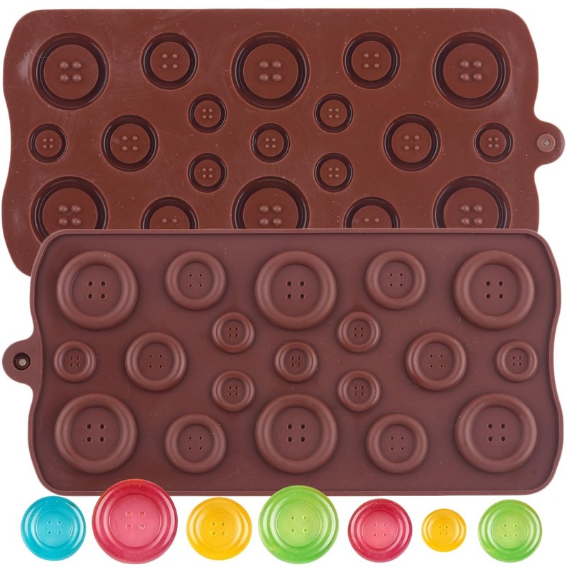 2 PCS Button Silicone Chocolate Molds For Candy Dessert Pastry Making Tool