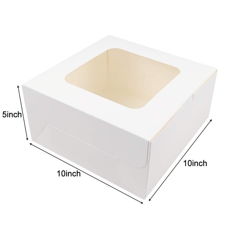 24 PCS Cake Boxes 10x10x5 Inches White Square Bakery Window Pastry 10 In gallery